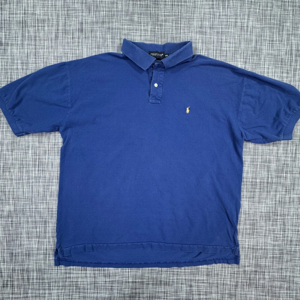Polo Golf Ralph Lauren Mens XXL Blue Short Sleeve Cotton Pique Polo Shirt Logo